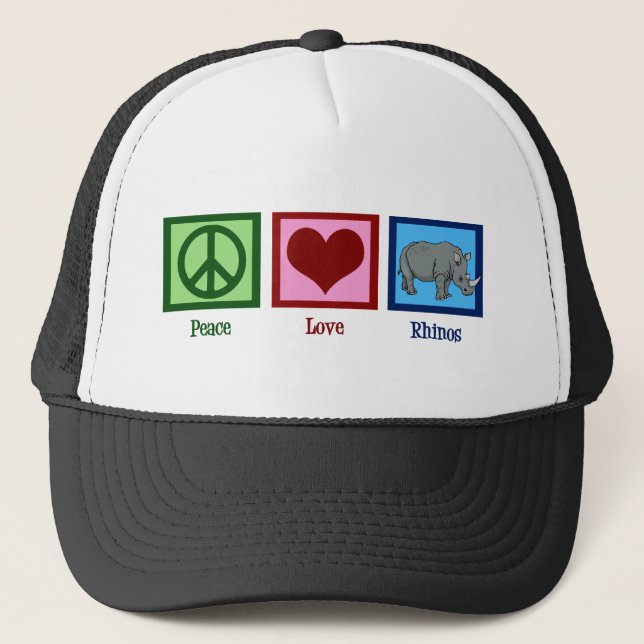 Gorra De Camionero Peace Love Rhinos (Anverso)