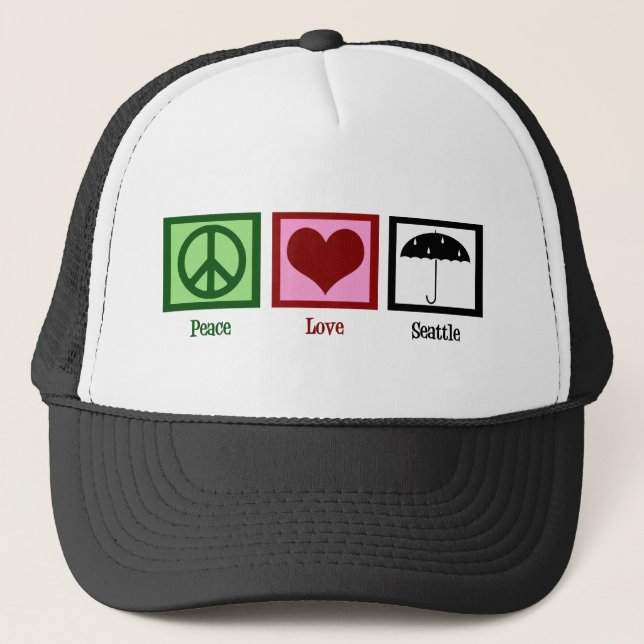 Gorra De Camionero Peace Love Seattle (Anverso)