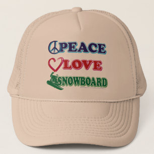 Gorra De Camionero Peace-Love-Snow-Board