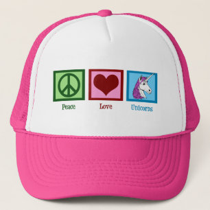 Gorra De Camionero Peace Love Unicornios