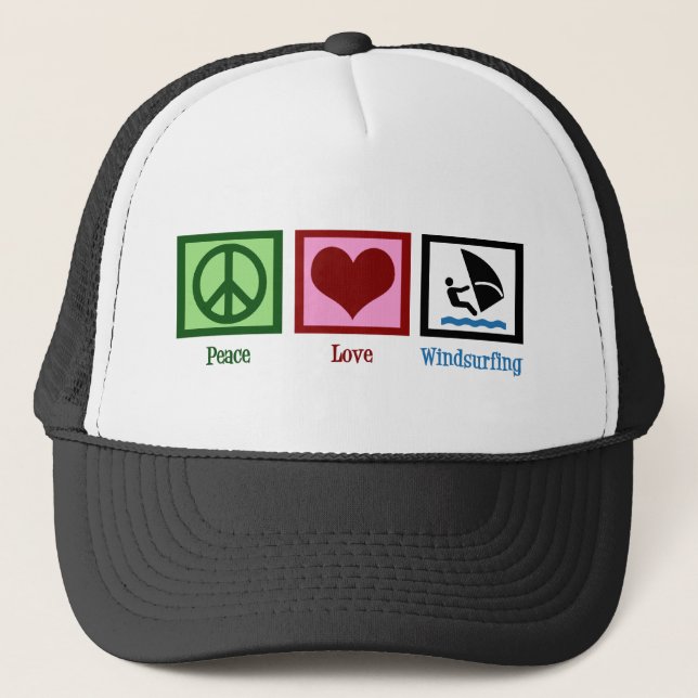 Gorra De Camionero Peace Love Windsurf (Anverso)