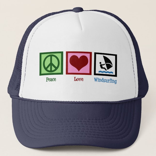 Gorra De Camionero Peace Love Windsurf (Anverso)