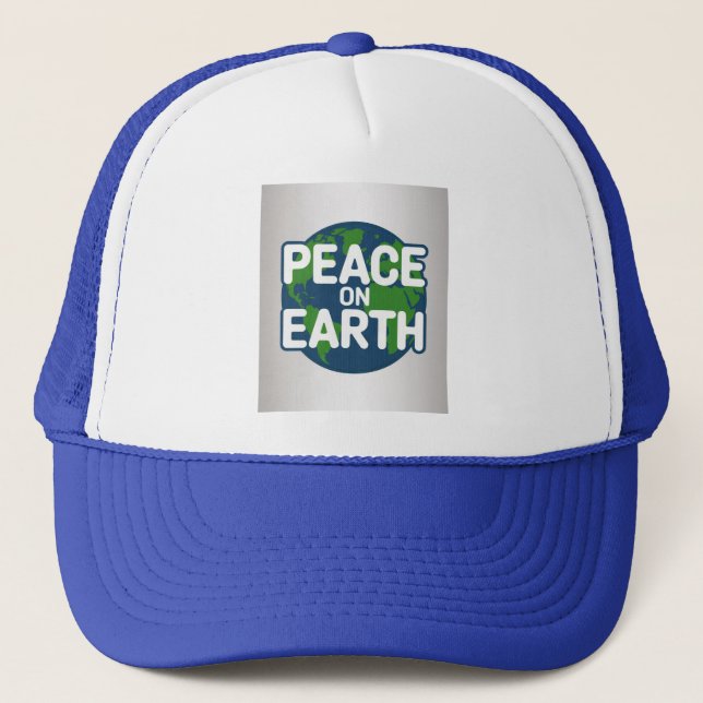 Gorra De Camionero Peace On Earth Blue  (Anverso)