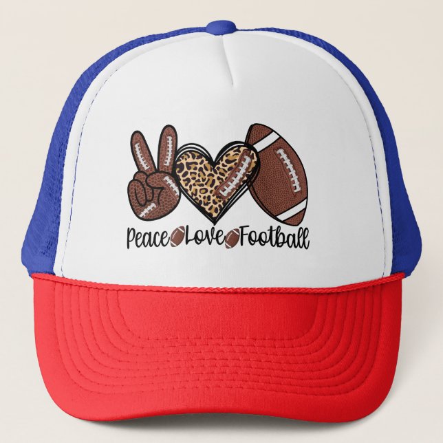 Gorra De Camionero Peace Peace Love Football USA – Patriotic Sports (Anverso)