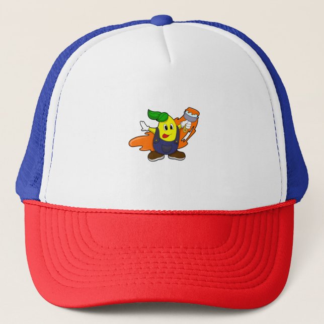 Gorra De Camionero Pear como pintador con pincel de pintura (Anverso)