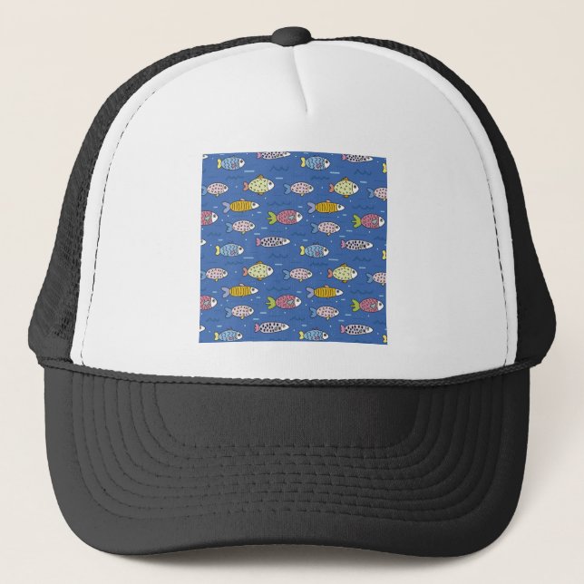 Gorra De Camionero peces marinos submarinos azules (Anverso)