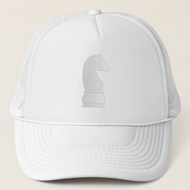Gorra De Camionero Pedazo de ajedrez del caballero blanco (Anverso)