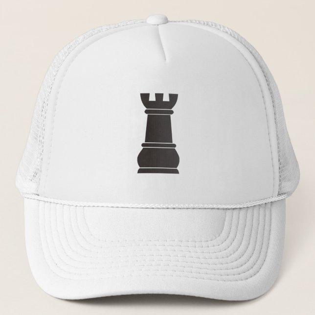 Gorra De Camionero Pedazo de ajedrez negro de la roca (Anverso)