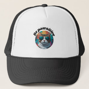 Gorra De Camionero Pegatina motivacional del gato de Guay "Be Pawsiti