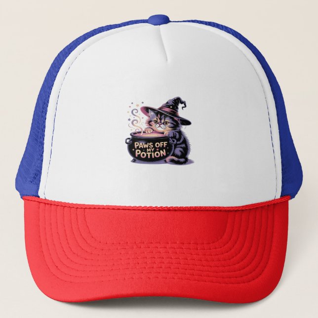 Gorra De Camionero Pelea fuera de mi poción, Kawaii Halloween Gato Cl (Anverso)