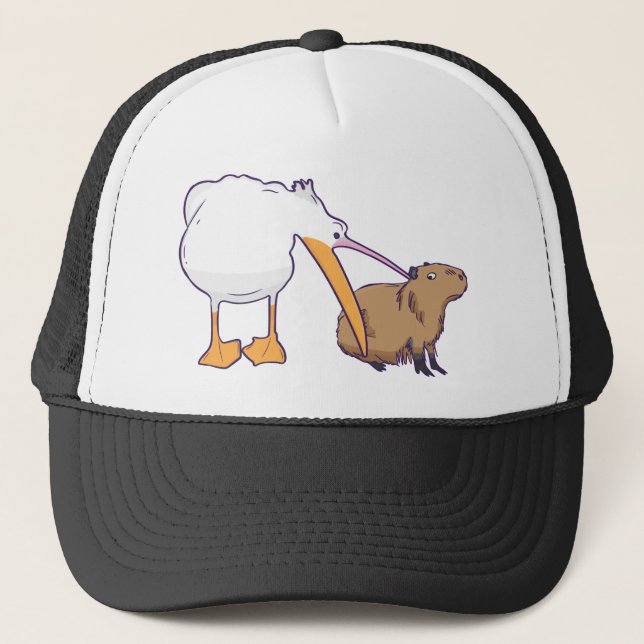 Gorra De Camionero Pelican trata de comer kawaii al capibara (Anverso)