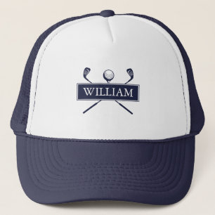 Gorra De Camionero Pelota y palos de golf azules marinos con nombre p