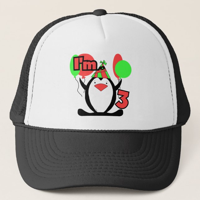 Gorra De Camionero Penguin: Tengo 3 camisetas de cumpleaños y regalos (Anverso)