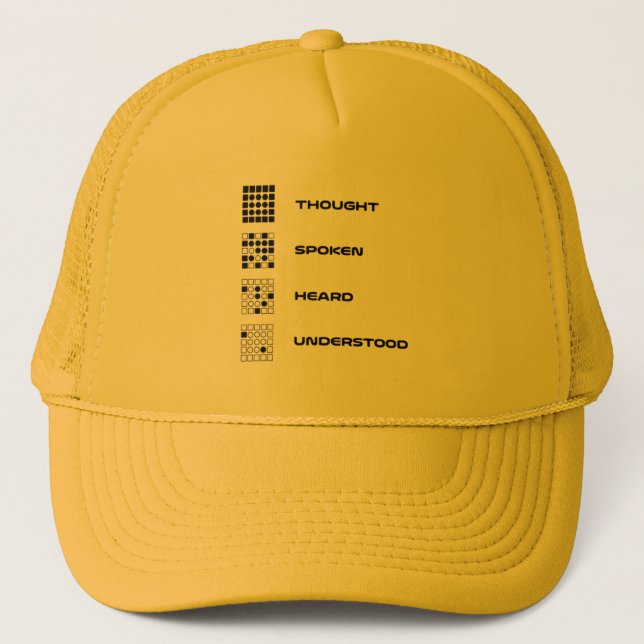 Gorra De Camionero Pensar, Hablar, Oír, Entender (Anverso)