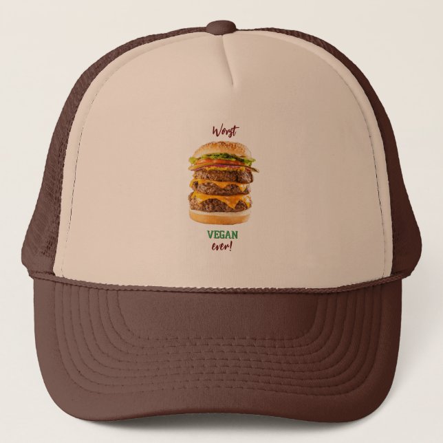 Gorra De Camionero Peor Vegan - Vegan-Anti vegano-Malo vegano-Comer c (Anverso)
