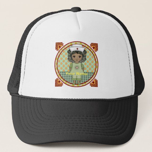 Gorra De Camionero Pequeña enfermera chica negra (Anverso)