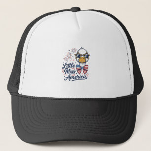 Gorra De Camionero Pequeña Señorita América Pato Patriótico Camiseta