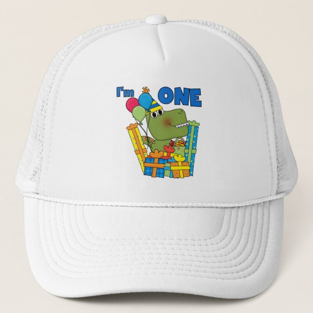 Gorra De Camionero Pequeño Dino Primer Cumpleaños camisetas y regalos (Anverso)