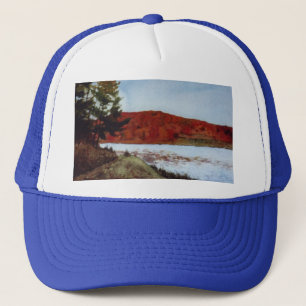 Gorra De Camionero Pequeño lago con árboles caídos y aguas ventosas