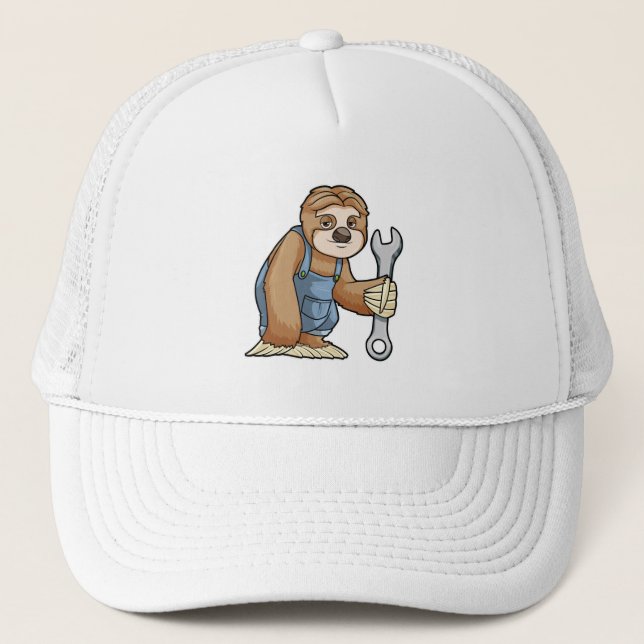 Gorra De Camionero Perezoso como artesano con llave inglesa (Anverso)