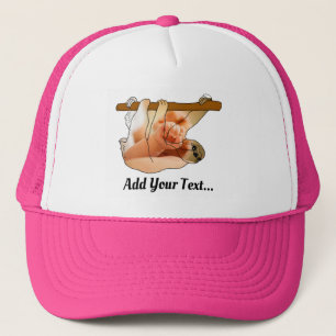 Gorra De Camionero Perezoso Lindo Colgando Agrega tu Foto y Texto