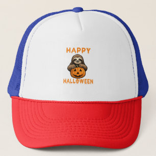 Gorra De Camionero Perezoso lindo divertido sosteniendo calabaza