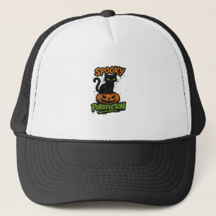 Gorra De Camionero Perfección espeluznante  Gato negro lindo en calab
