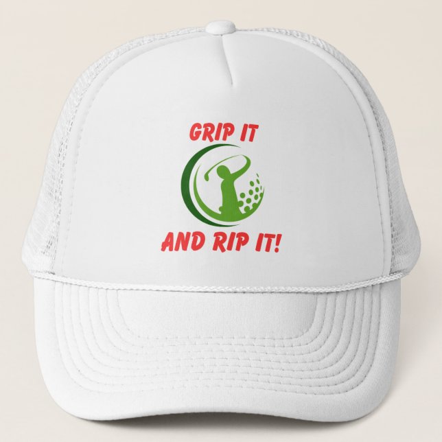 Gorra De Camionero Perfusión De Golf "Agarre Y Ristre!" Golf (Anverso)
