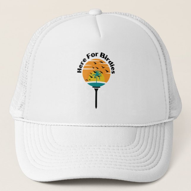 Gorra De Camionero Perfusión de golf "Here For Birdies" Sunset Golfer (Anverso)