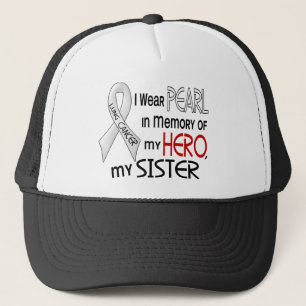 Gorra De Camionero Perla en memoria de mi cáncer de pulmón de la