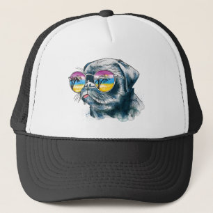 Gorra De Camionero Perrito tropical de la acuarela