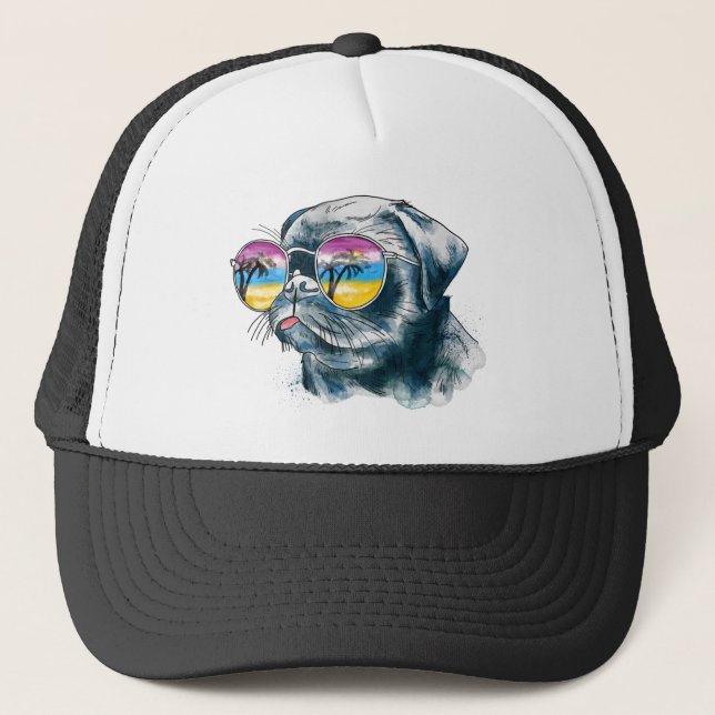 Gorra De Camionero Perrito tropical de la acuarela (Anverso)