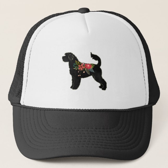 Gorra De Camionero Perro acuático portugués engendra silueta buho flo (Anverso)