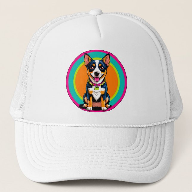 Gorra De Camionero Perro animado lindo con cuello (Anverso)