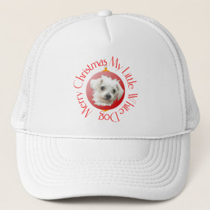 Gorra De Camionero Perro blanco pequeño de Navidad maltés