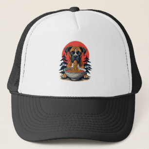 Gorra De Camionero Perro Boxer Antiguo Comiendo Ramen Atardecer Japon