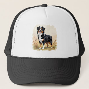 Gorra De Camionero Perro Boyero Australiano Tricolor Negro Aussie