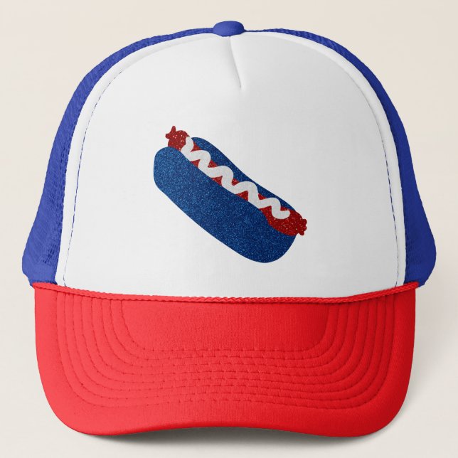 Gorra De Camionero Perro caliente Purpurina 4 de julio (Anverso)