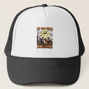 Gorra De Camionero Perro Caza Zombies Halloween Pastor Alemán Luna_1