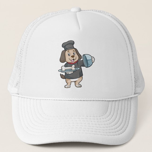 Gorra De Camionero Perro como chef con Plata y Huesos (Anverso)
