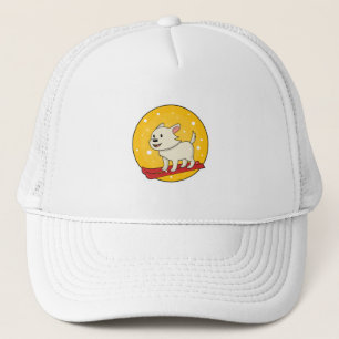 Gorra De Camionero Perro como esquiador con esquís