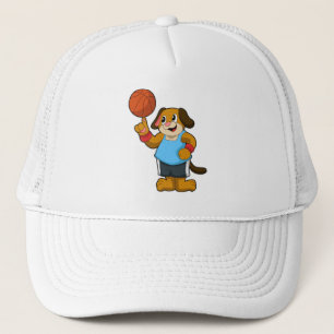 Gorra De Camionero Perro como jugador de baloncesto con baloncesto