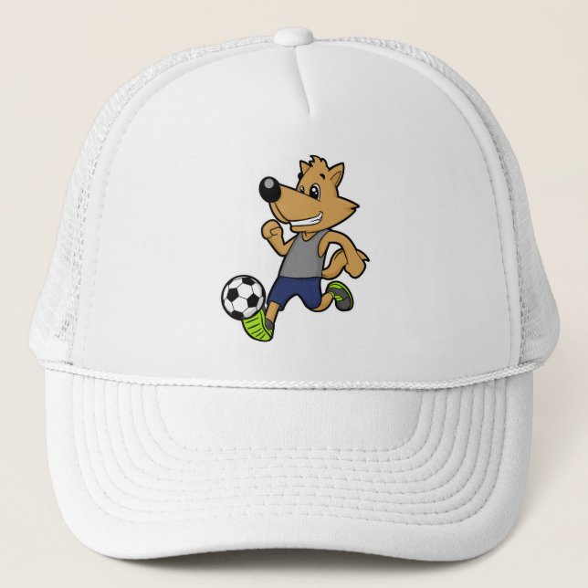Gorra De Camionero Perro como jugador de fútbol en el fútbol (Anverso)