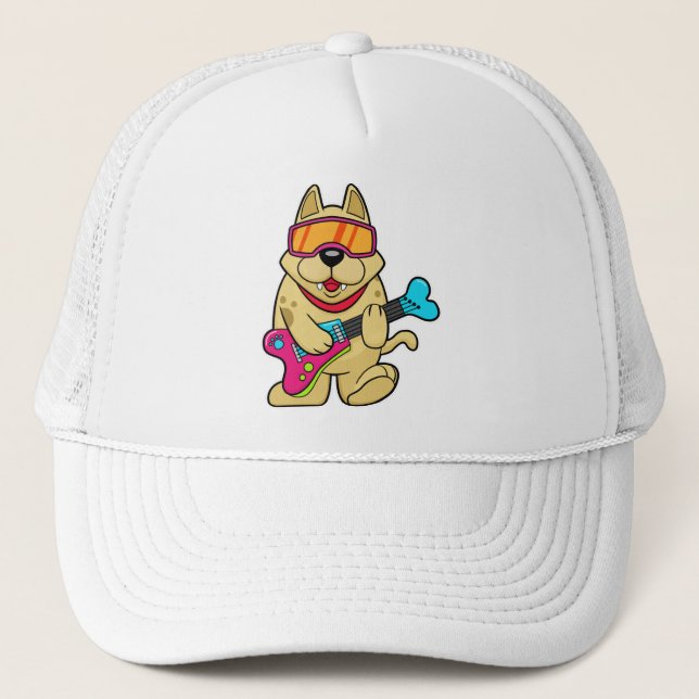 Gorra De Camionero Perro como musiano con guitarra (Anverso)