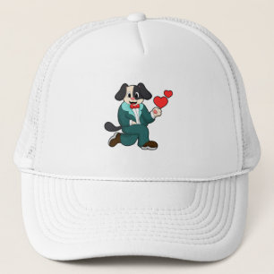 Gorra De Camionero Perro como novio con traje y corbata