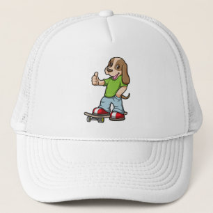 Gorra De Camionero Perro como patinador con patineta