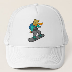 Gorra De Camionero Perro como snowboard con Snowboard y mochila