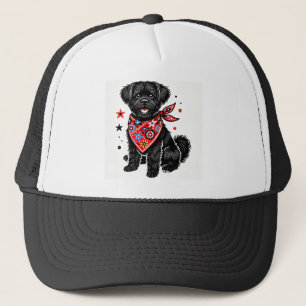 Gorra De Camionero Perro con pañuelo rojo con patrones estrellados