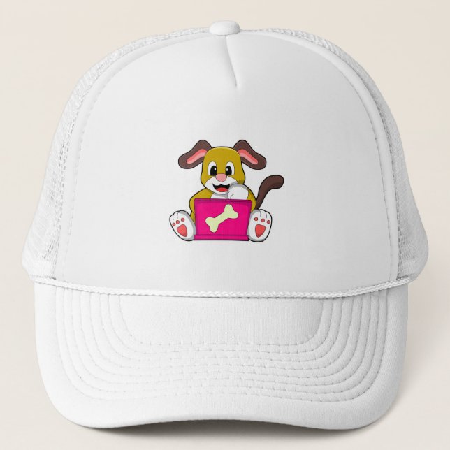 Gorra De Camionero Perro con portátil (Anverso)