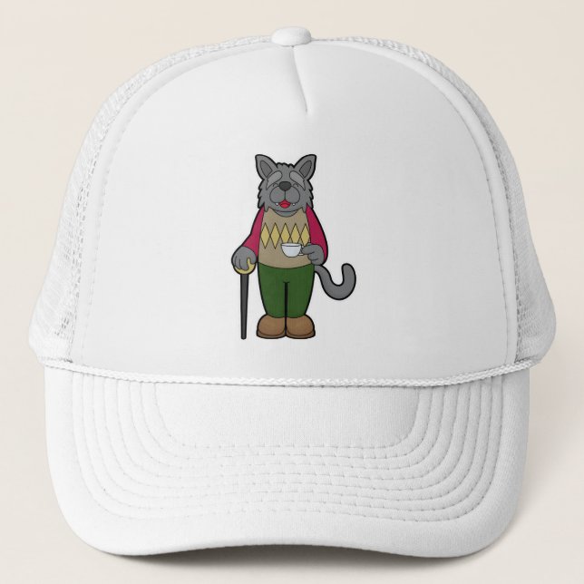 Gorra De Camionero Perro con taza de café (Anverso)